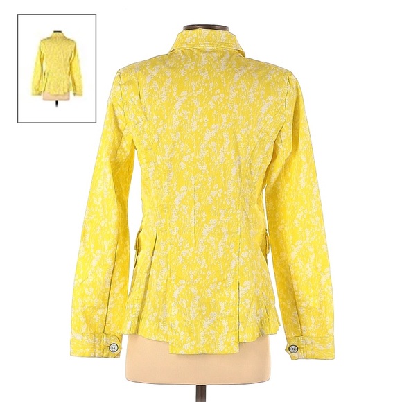 ๐ CAbi yellow floral jacket; Size M. ๐ - Picture 2 of 5